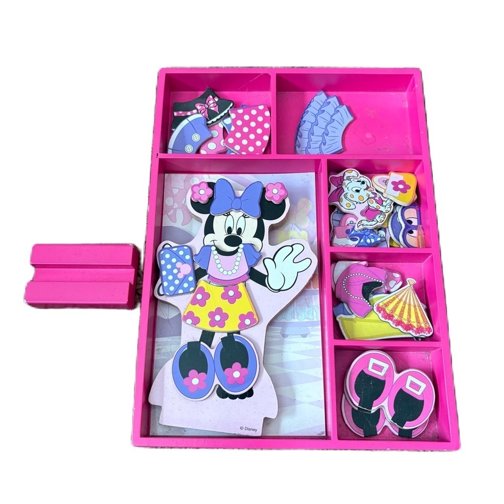Disney Minnie Mouse Wooden Dress-Up Set in Bright Pink and Purple Magnetic